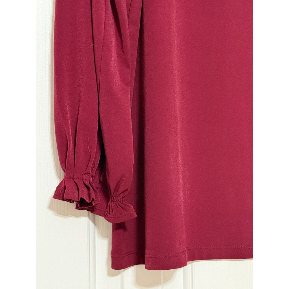 Susan Graver Liquid Knit Merlot Long Sleeve Blouse, Size XL - Picture 3 of 5